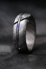 Zirconium damascus HYBRID*** Black ZrTi ring 7mm , timascus ring, mokuti ring, hypoallergenic jewelry, Zirconium inlay, mokuti ring