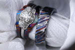 ZrTi Timascus bridal set, two titanium damascus rings, women's rings