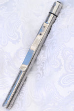 14k black diamond Damsacus pen light, stainless damascus Damasteel flash light