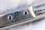 14k black diamond Damsacus pen light, stainless damascus Damasteel flash light