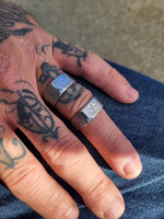 Diamond Signet ring - damasteel wave pattern, 14k vs1 diamond stainless damascus wedding band