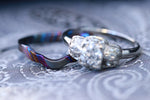 Single ring ZrTi Timascus bridal set, two titanium damascus rings, women's ring