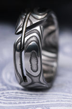 Damasteel Lucia - Odins eye 8mm damascus wedding band hybrid damasteel ring odin's eye damascus