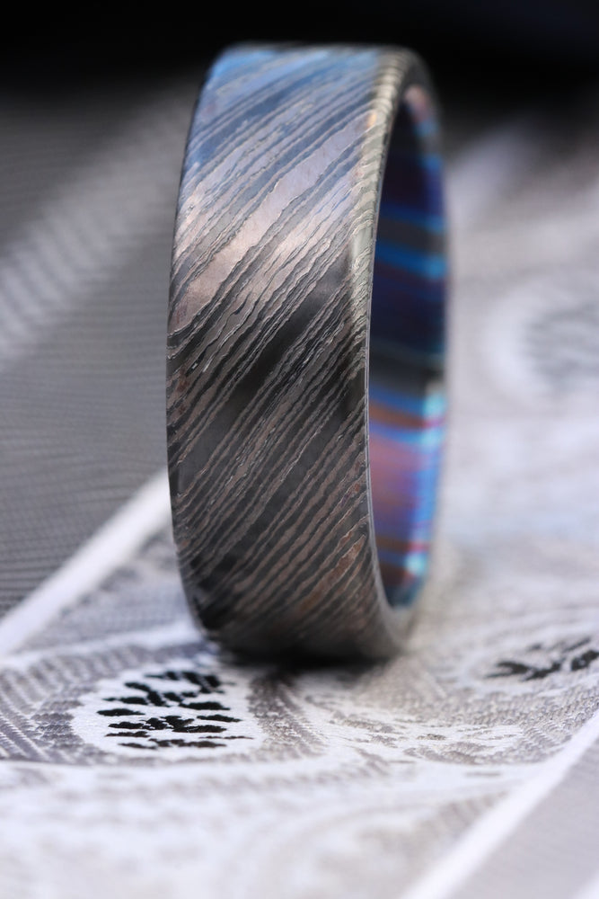 Niobium zirconium damascus 8mm customizable band