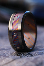 Grayson Limited Series 10mm black titanium and black diamond timascus ring